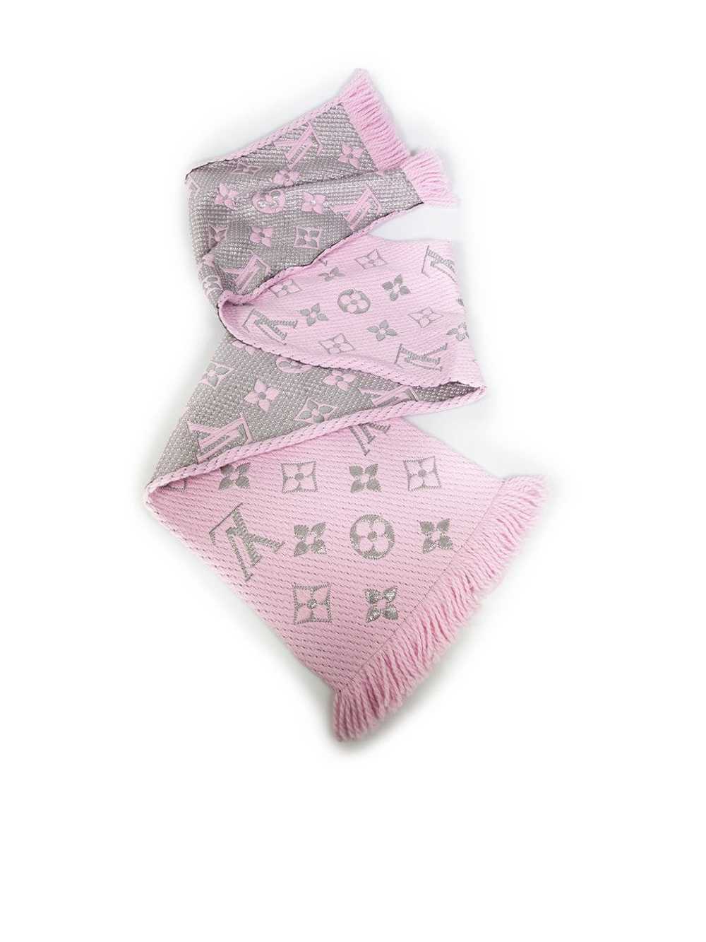 Louis Vuitton Pink Wool Logomania Shine Scarf - image 2