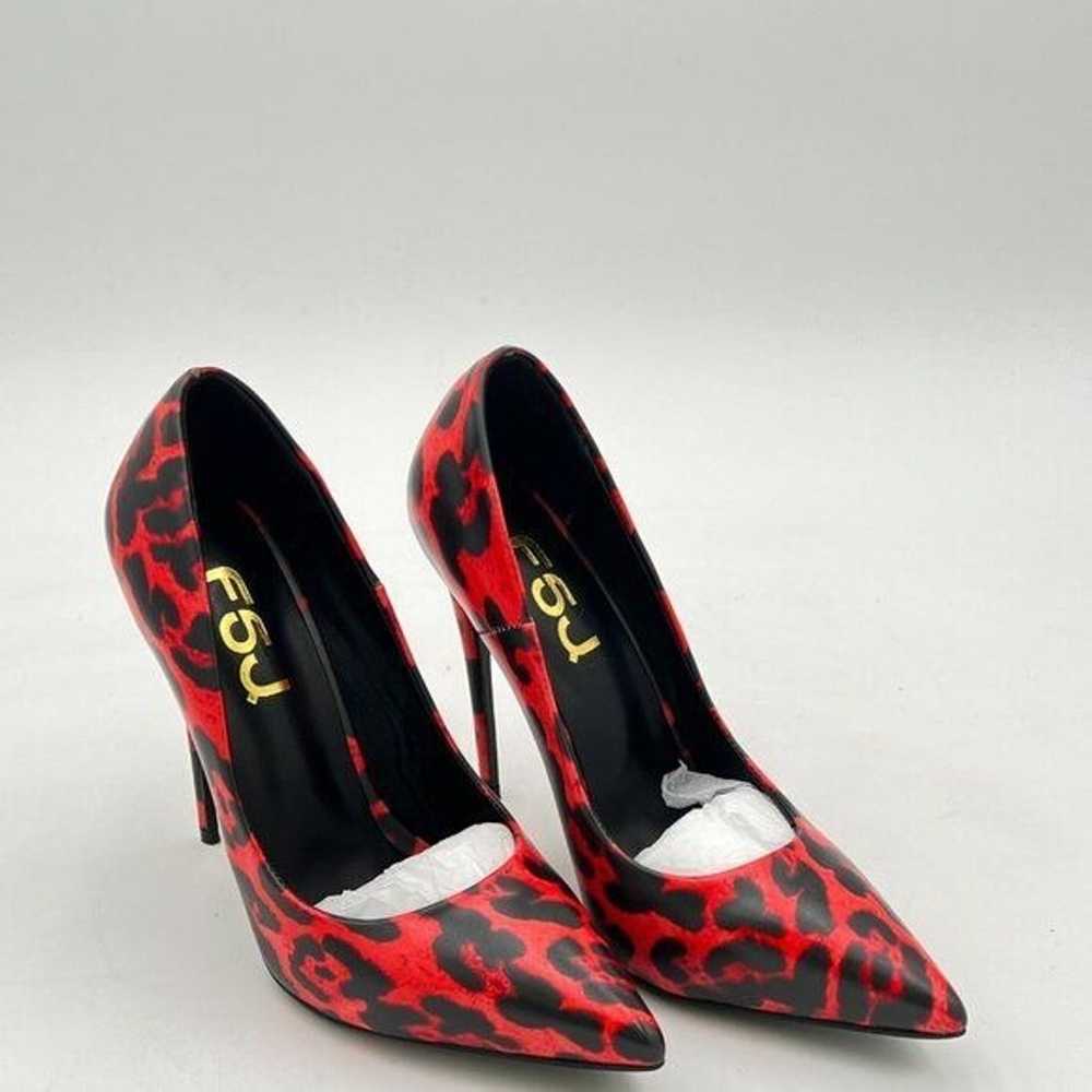 FSJ Red Sexy Leopard Printed Dress Shoes Pointy T… - image 4