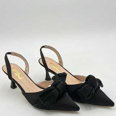 FSJ Women Elegant Pointed Toe Low Kitten Heel Pump