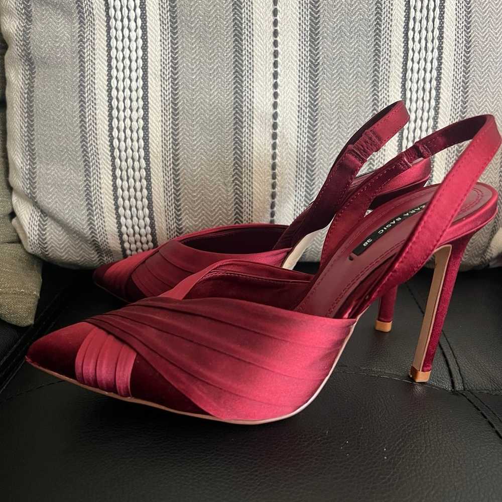 pumps heels Zara brand burgandy color shoes size … - image 10