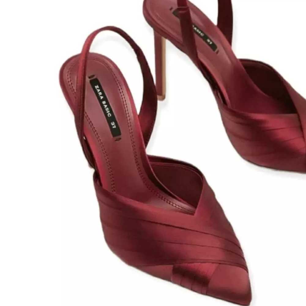 pumps heels Zara brand burgandy color shoes size … - image 5