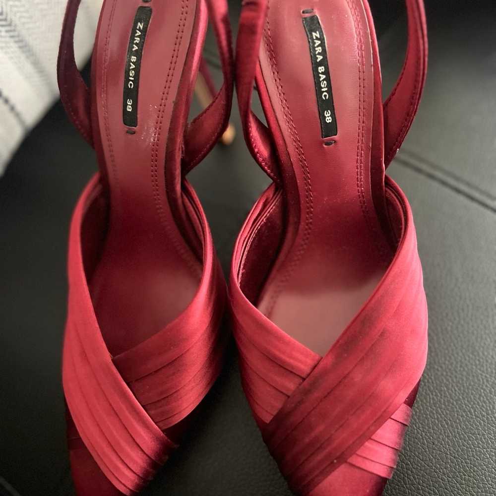 pumps heels Zara brand burgandy color shoes size … - image 7