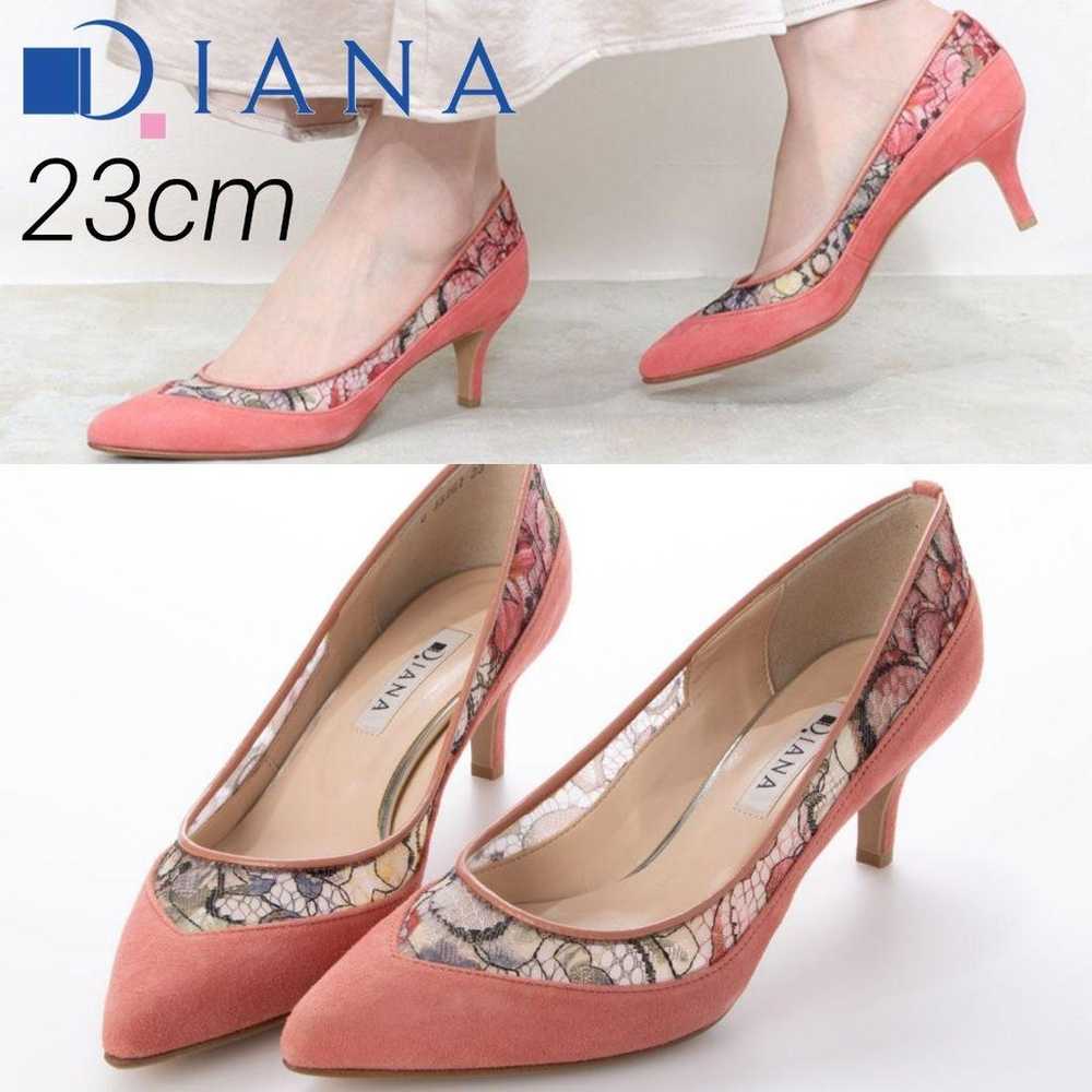 DIANA Pointed Pumps Suede Tulle Lace Sheer Low - image 1