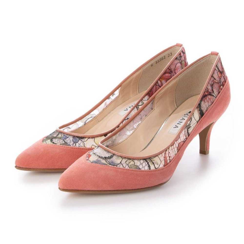 DIANA Pointed Pumps Suede Tulle Lace Sheer Low - image 3