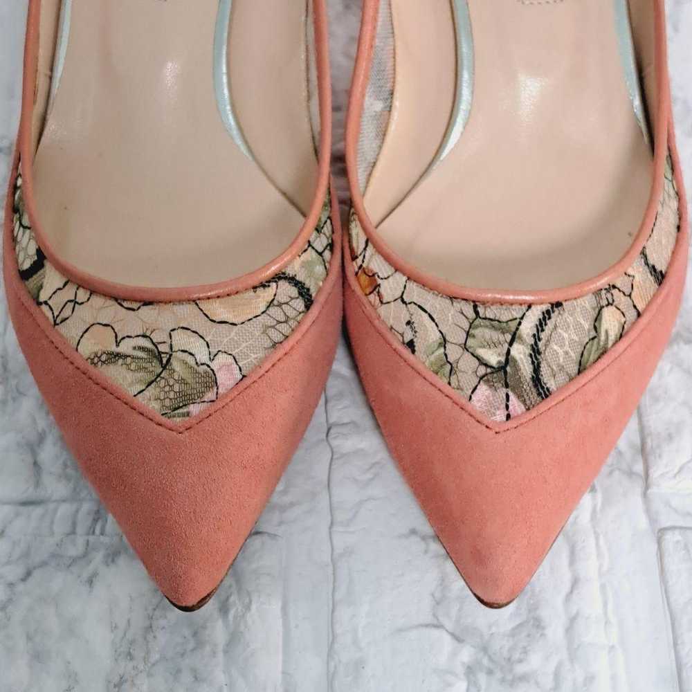 DIANA Pointed Pumps Suede Tulle Lace Sheer Low - image 7