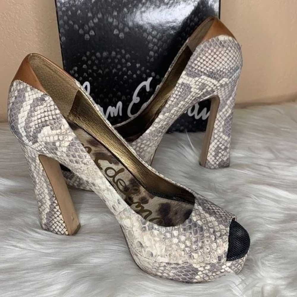 Sam Edelman Tacoma Python Peep Toe Heels Size 8.5 - image 10