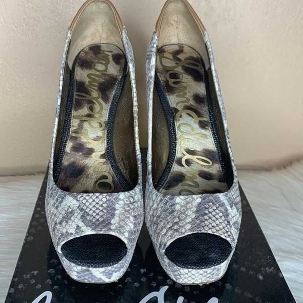 Sam Edelman Tacoma Python Peep Toe Heels Size 8.5 - image 2