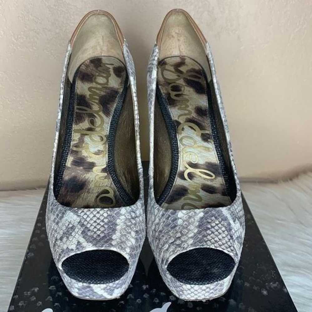 Sam Edelman Tacoma Python Peep Toe Heels Size 8.5 - image 3