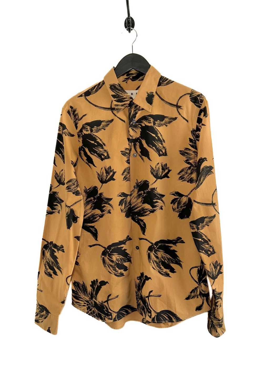 Marni Marni Orange Black Floral Print Buttoned Sh… - image 1