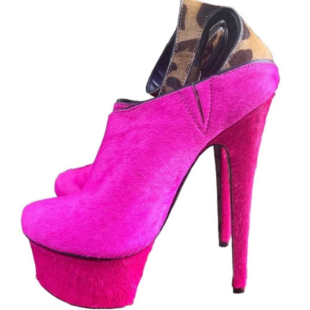 London Trash Real Fur Wynne Heels In Pink Pony 7.5 - image 2