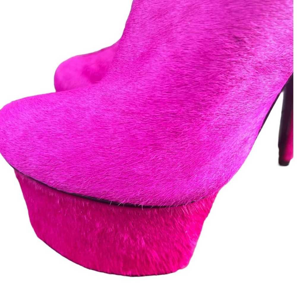 London Trash Real Fur Wynne Heels In Pink Pony 7.5 - image 4