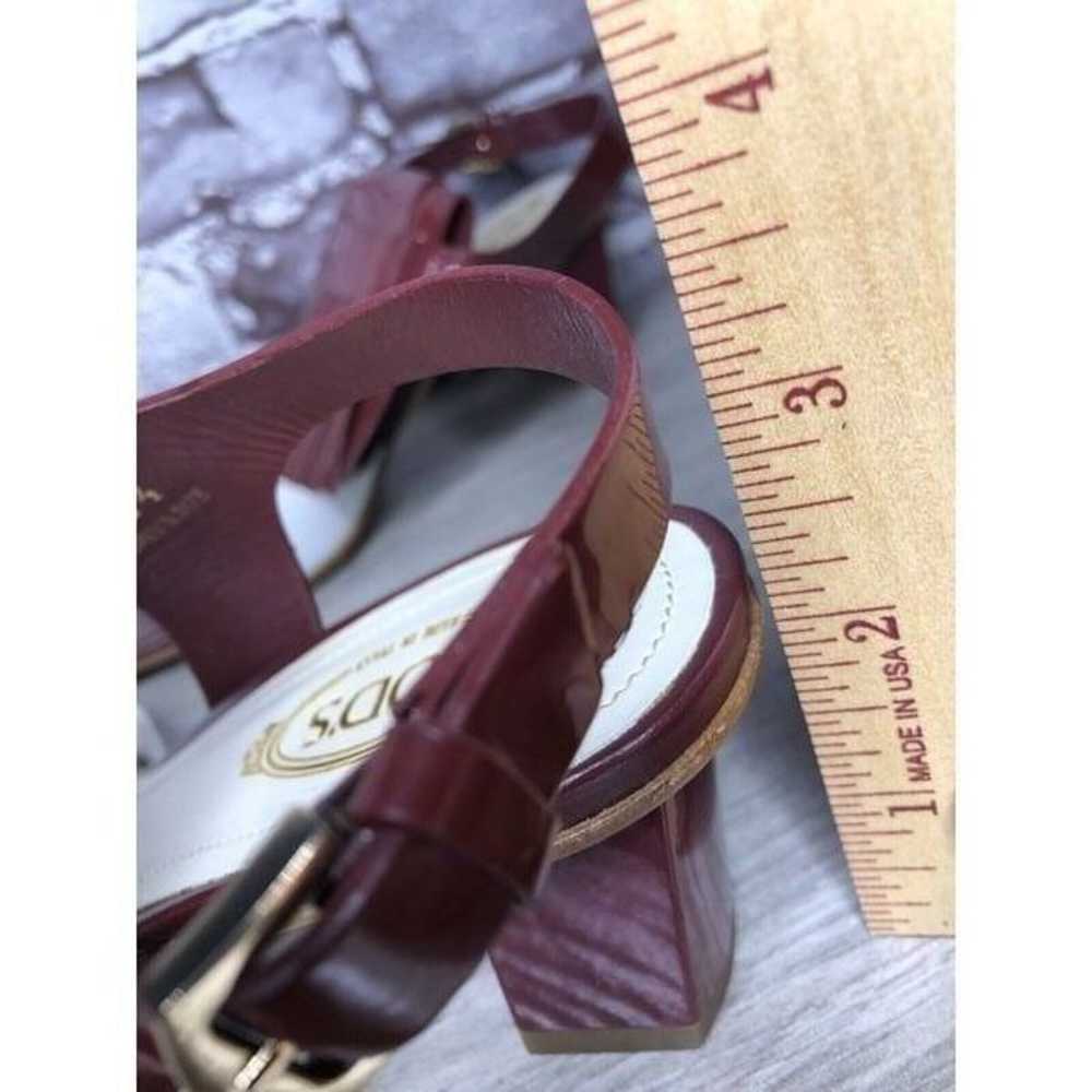 TOD'S Burgundy Patent Leather White Open Toe Heel… - image 6