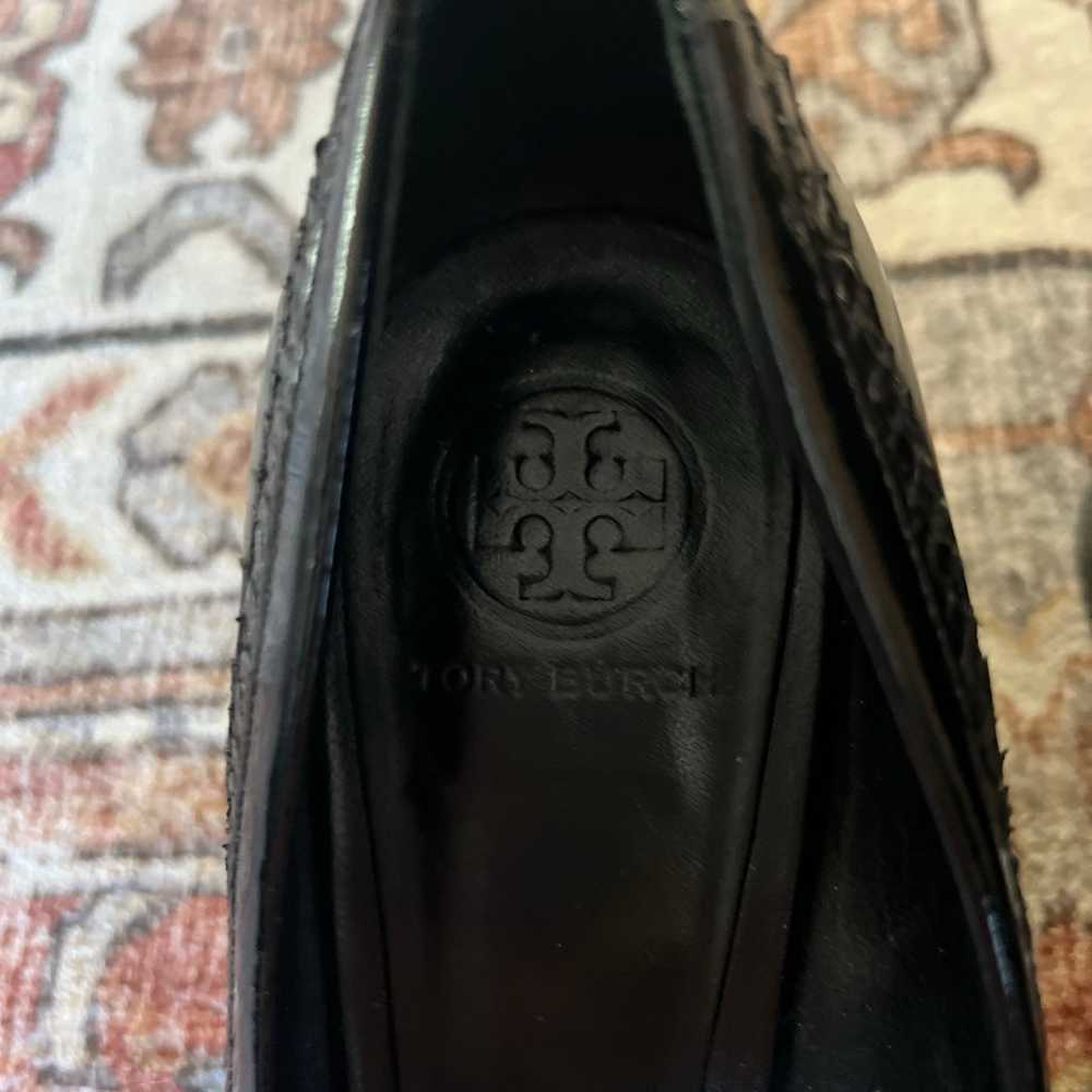 Tory Burch Black Leather Block Heel Shoe Size 10 - image 5