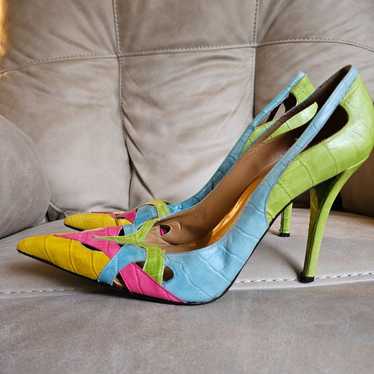 Stuart Weitzman multicolor cut outs dopamine fash… - image 1