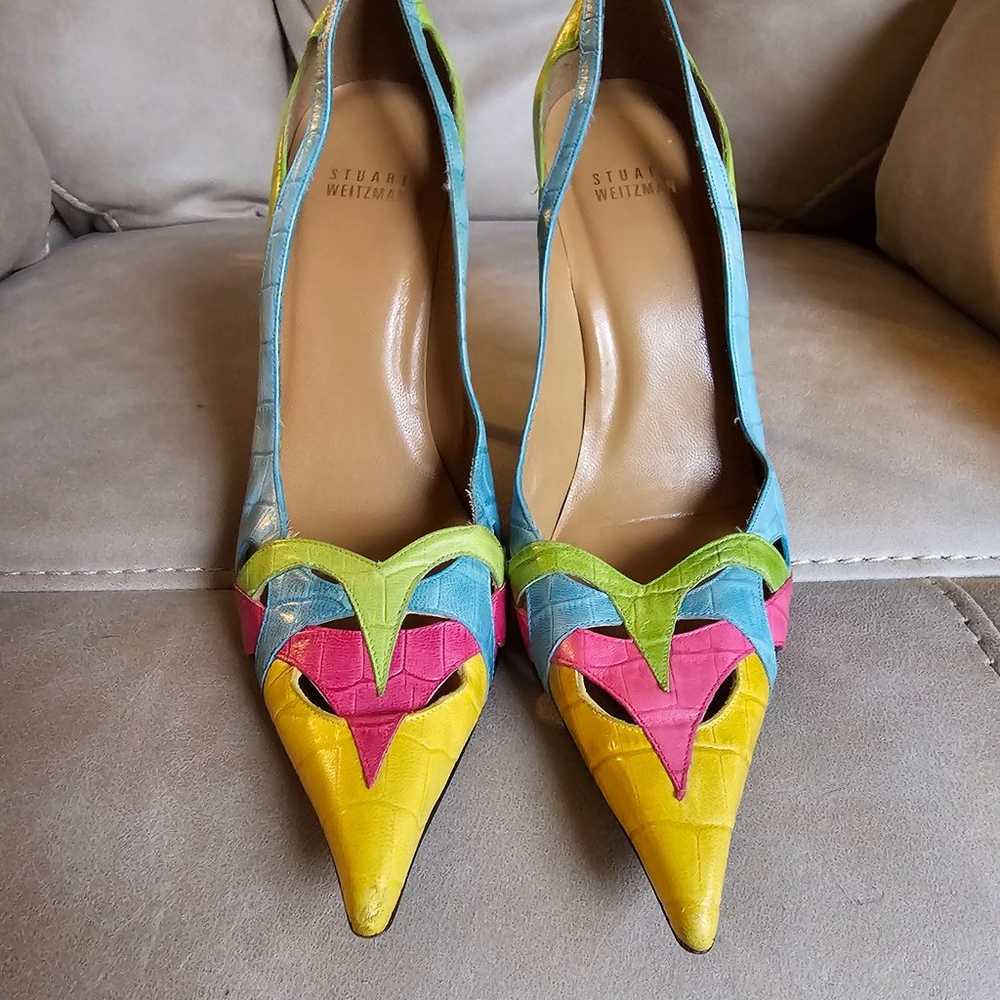 Stuart Weitzman multicolor cut outs dopamine fash… - image 2