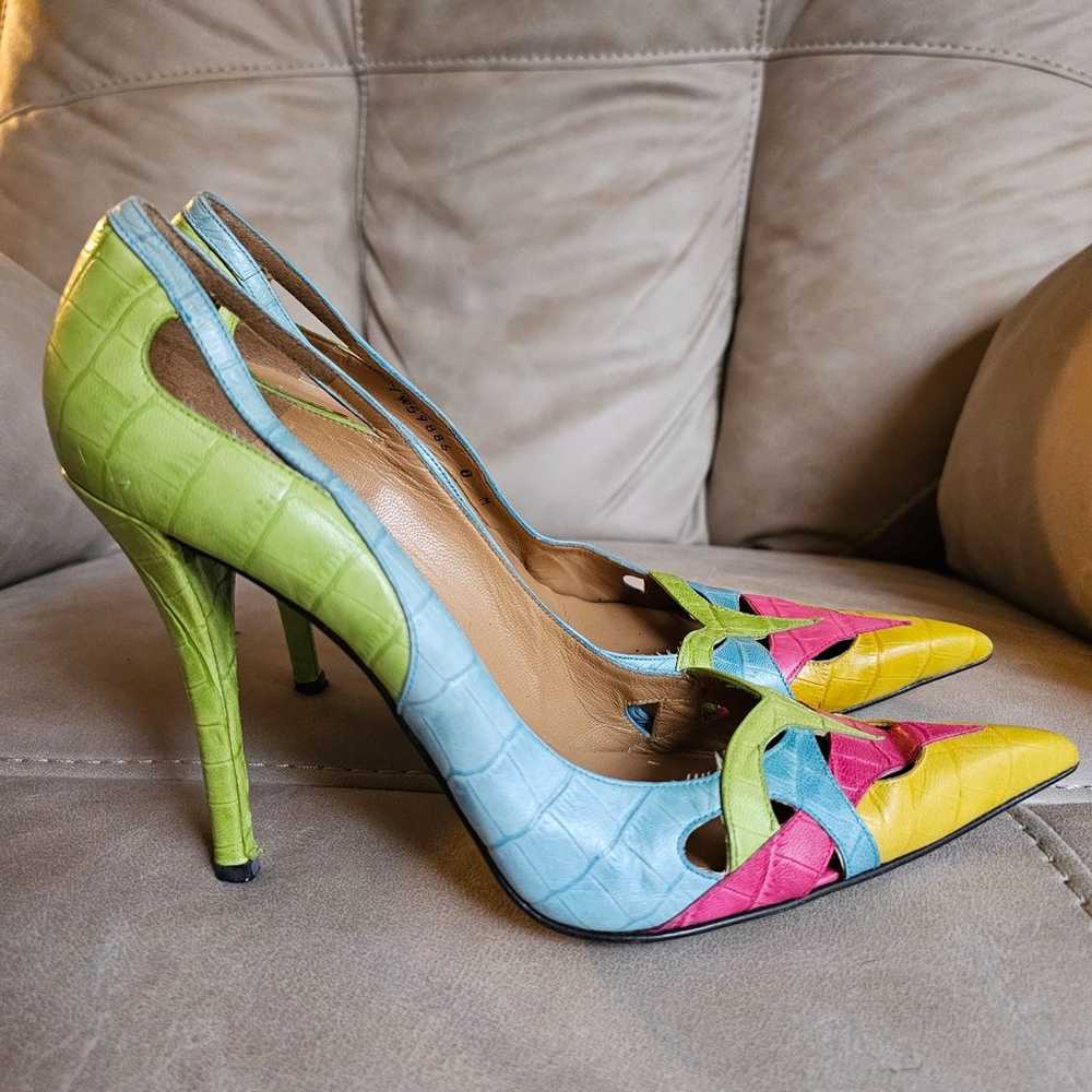 Stuart Weitzman multicolor cut outs dopamine fash… - image 3