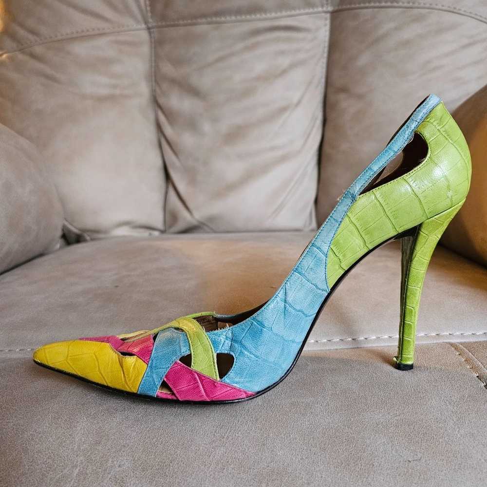 Stuart Weitzman multicolor cut outs dopamine fash… - image 6