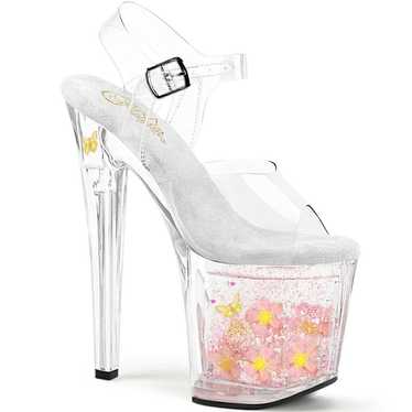 Pleaser “Enchant” Ankle Strap Clear Sandals With … - image 1