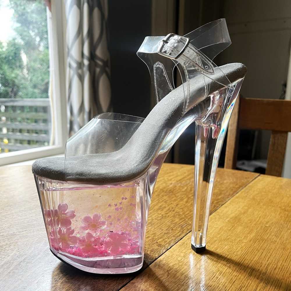 Pleaser “Enchant” Ankle Strap Clear Sandals With … - image 2