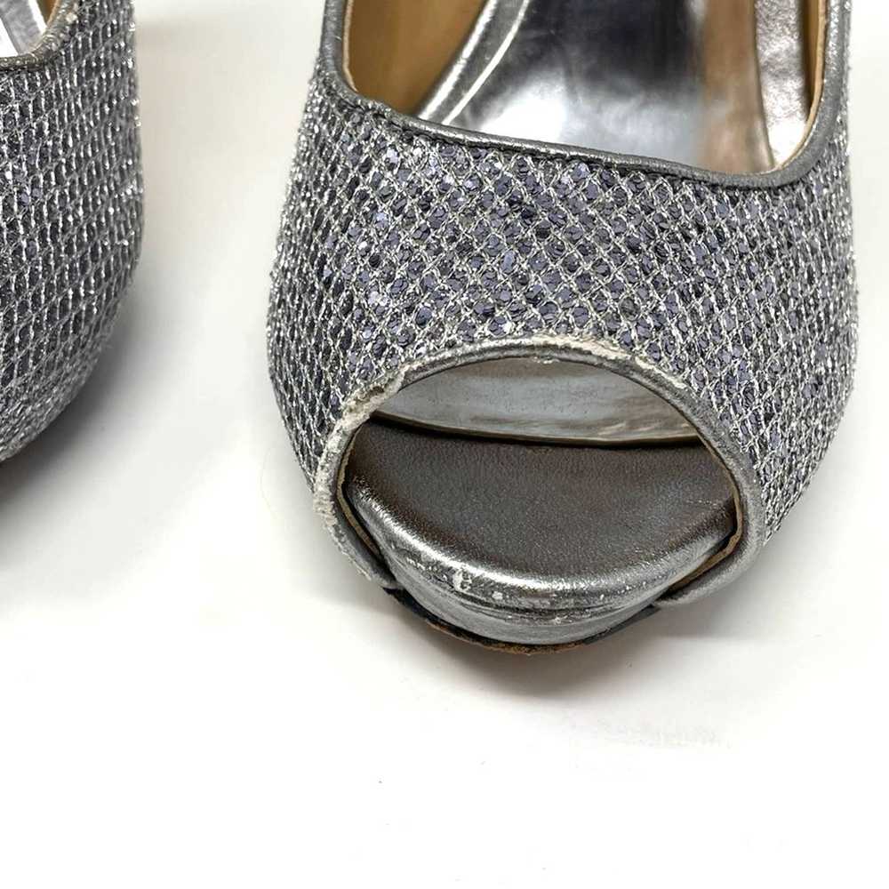 Badgley Mischa | Silver Heels Sparkle Peep Toe 8 … - image 11