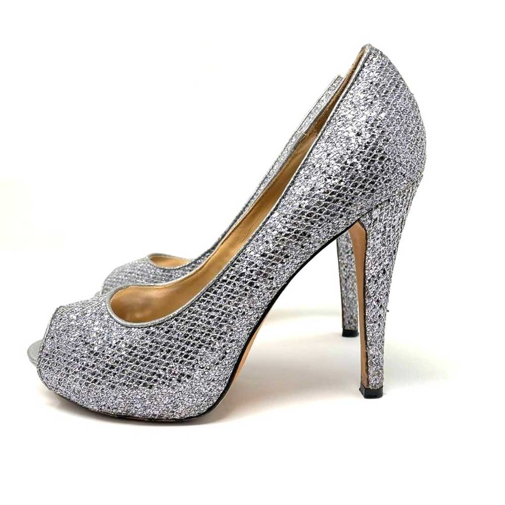 Badgley Mischa | Silver Heels Sparkle Peep Toe 8 … - image 12