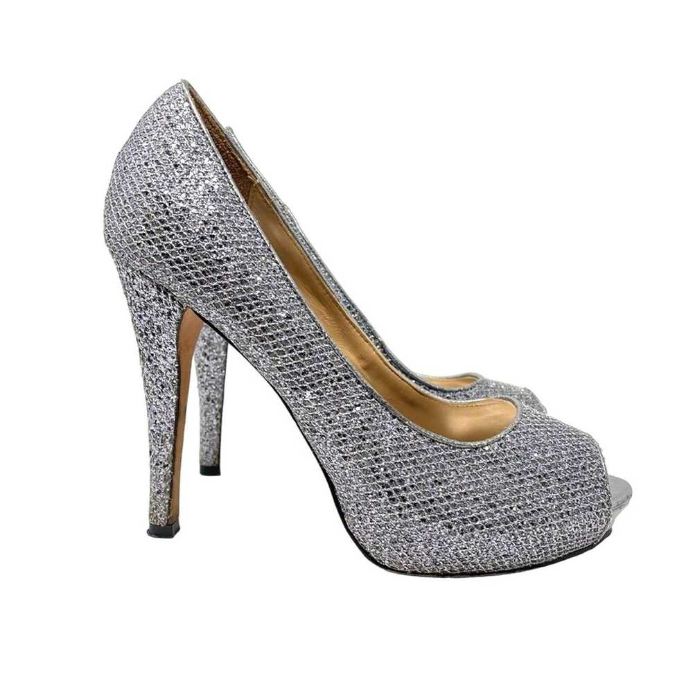 Badgley Mischa | Silver Heels Sparkle Peep Toe 8 … - image 1