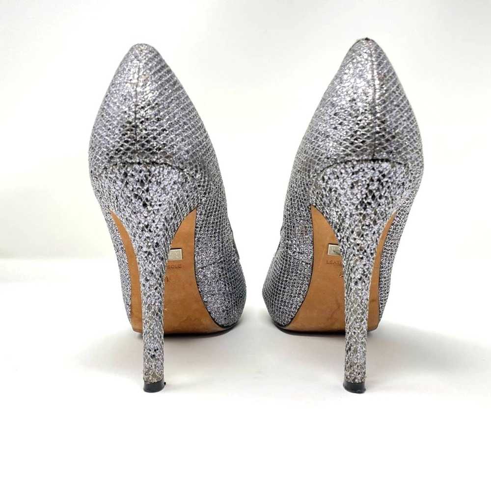 Badgley Mischa | Silver Heels Sparkle Peep Toe 8 … - image 6