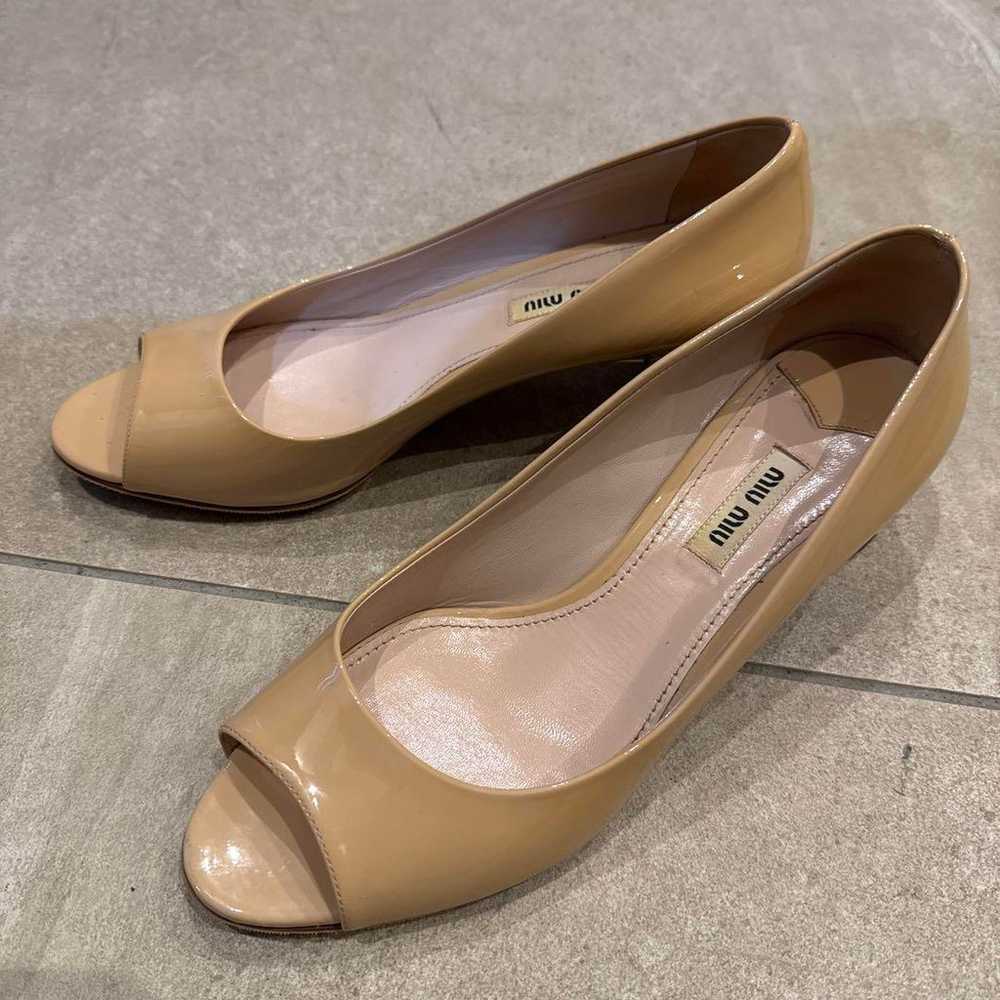 Miu Miu Beige Open Toe Pumps with Heel Jewelry - image 1