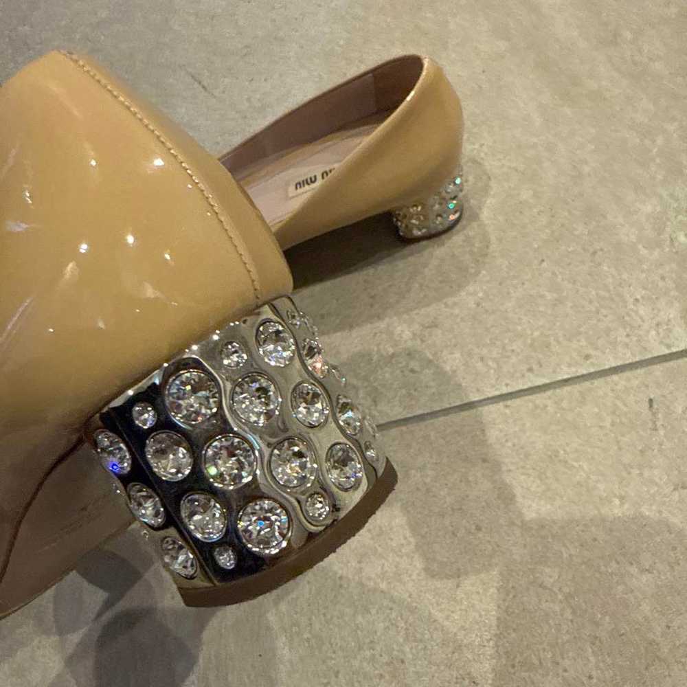 Miu Miu Beige Open Toe Pumps with Heel Jewelry - image 2