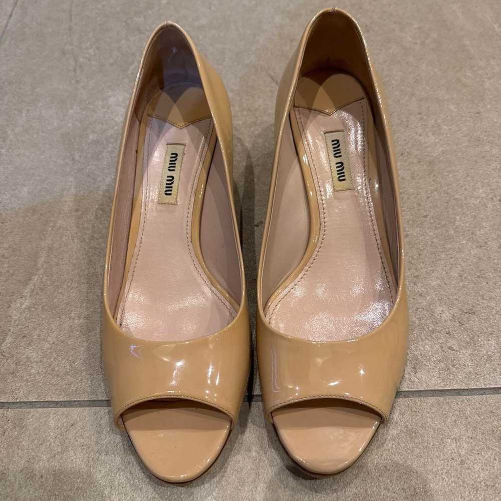 Miu Miu Beige Open Toe Pumps with Heel Jewelry - image 5