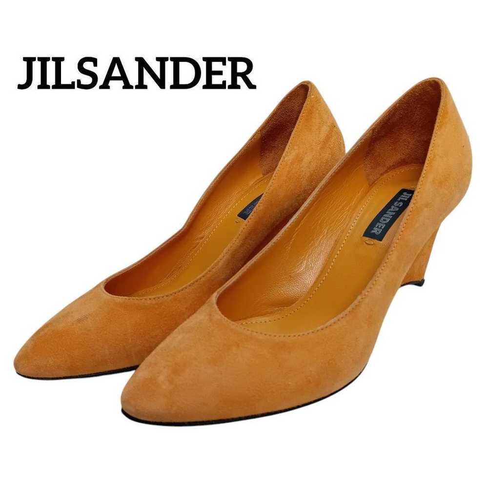 J567 Jil Sander Pumps 35.5 22.5cm Orange Suede - image 1