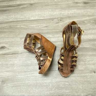 Cynthia Vincent Pacey Gladiator Wedge Bronze 9