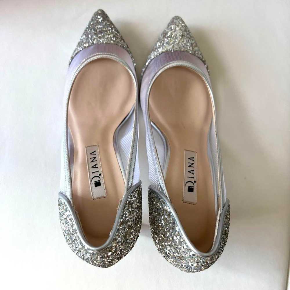 【Beautiful Condition】DIANA Bridal Shoes Pumps Sil… - image 3