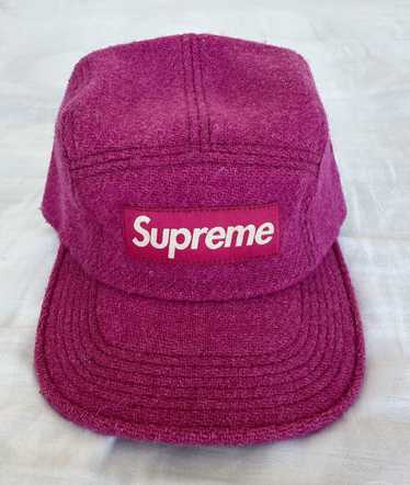 Offers Supreme Box Logo Pink Harris Tweed Camp Hat