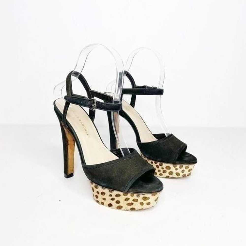 LOEFFLER RANDALL Platform Peep toe Heel Suede Cal… - image 1