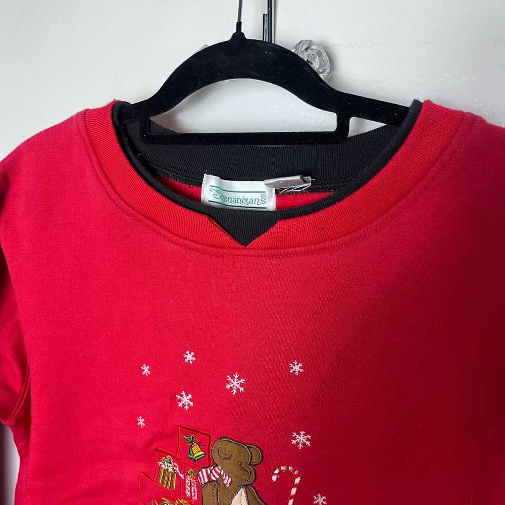 Vintage Christmas Holiday Applique Red Crewneck S… - image 3