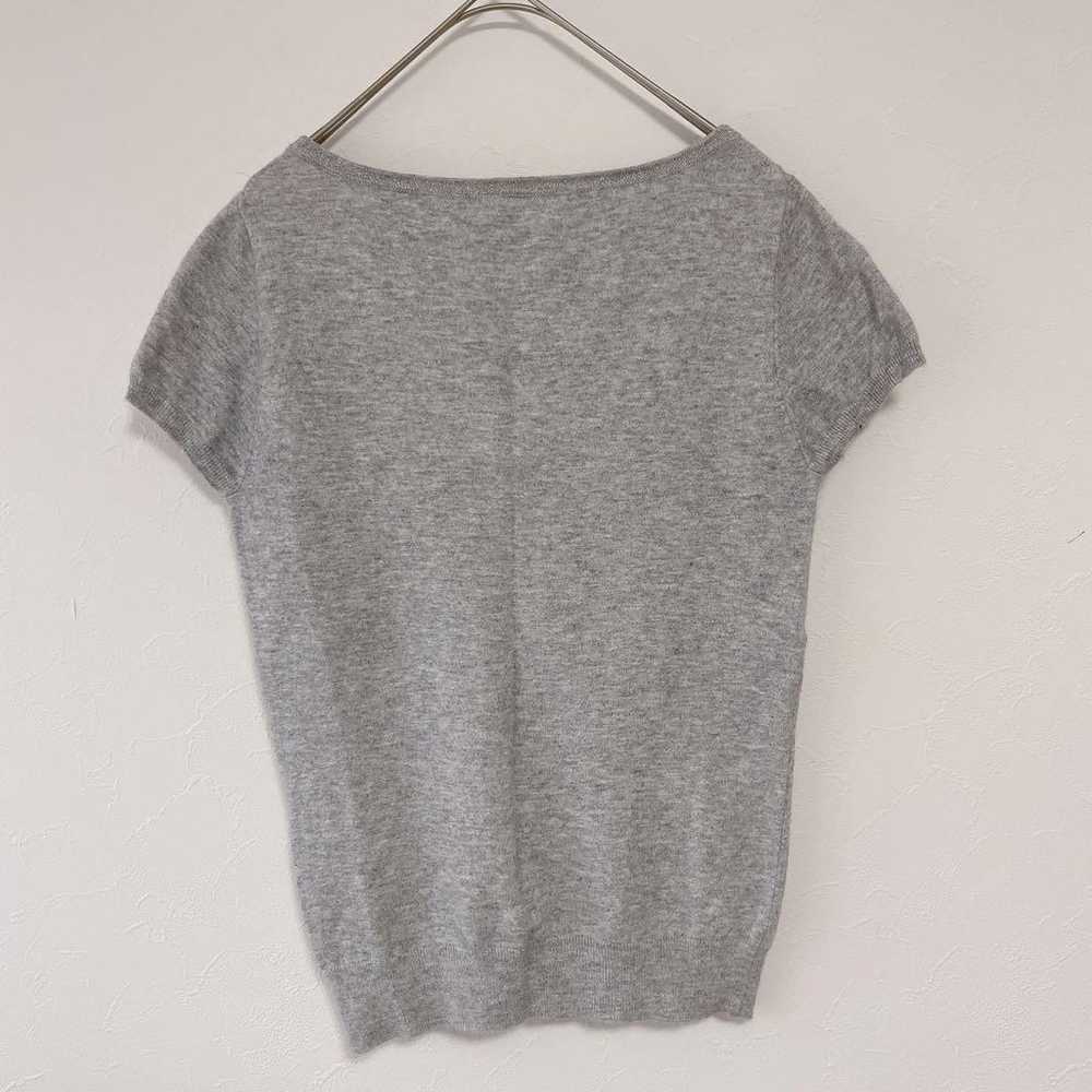 EFDE short-sleeved knit V-neck gray size M with b… - image 9