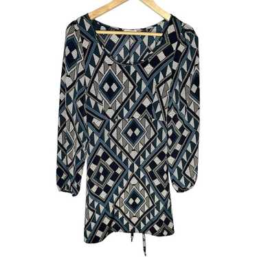 Everly Geometric Print baby doll dress empire wais