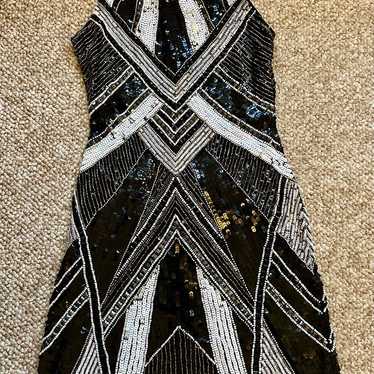 Beaded dress white and black small vintage high qu