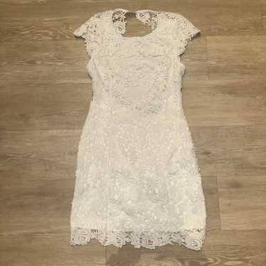 Lulu's White Crochet Overlay Short Sleeve Open Bac