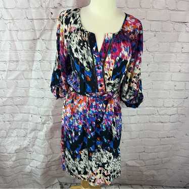 presley skye abstract floral silk dress sz medium 