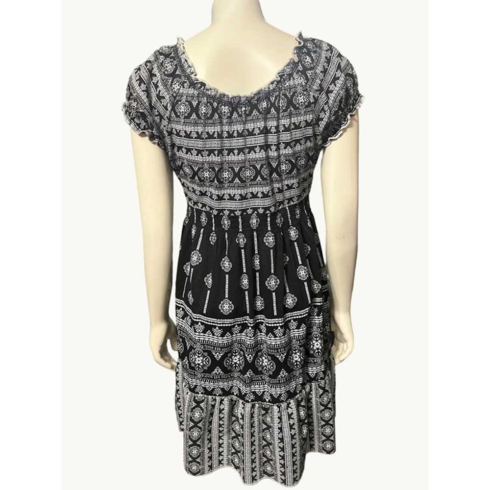 Almost Famous Black White Ruffle Sleeve Boho Dres… - image 3