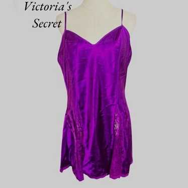 Victoria's Secret Vintage Purple Satin Mini Slip … - image 1