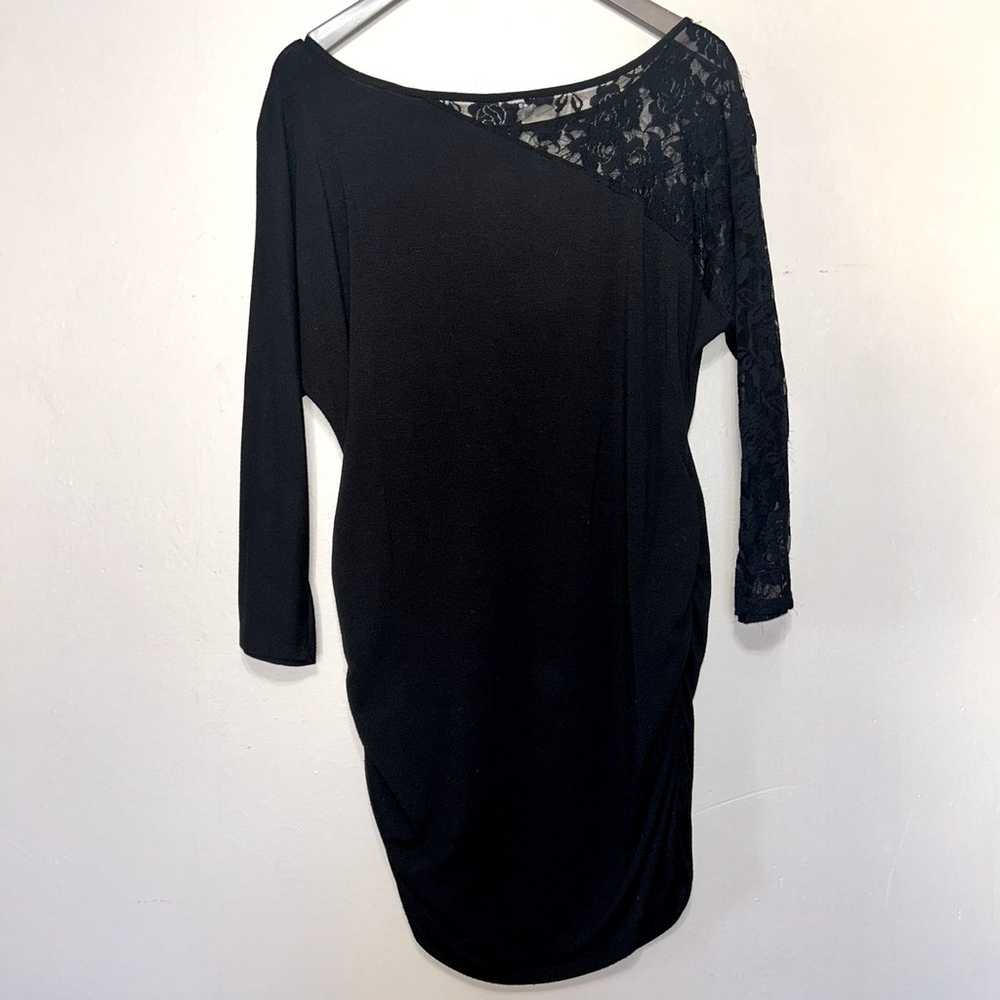 STUDIO Y black mini dress fitted size xl goth gru… - image 5