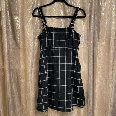 Hot Topic Black White Plaid Buckle Strap Mini Dres