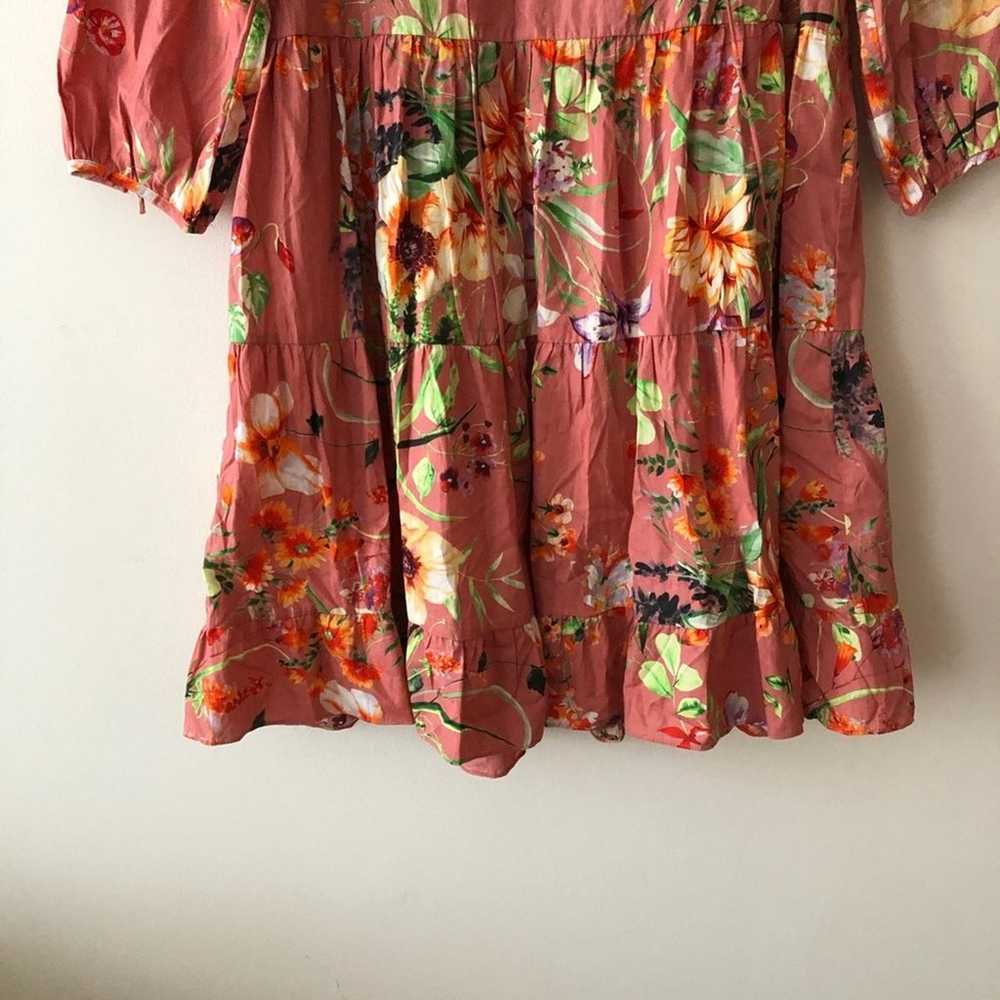 Zara Pink Tiered Floral Print Long Sleeve Dressl - image 5