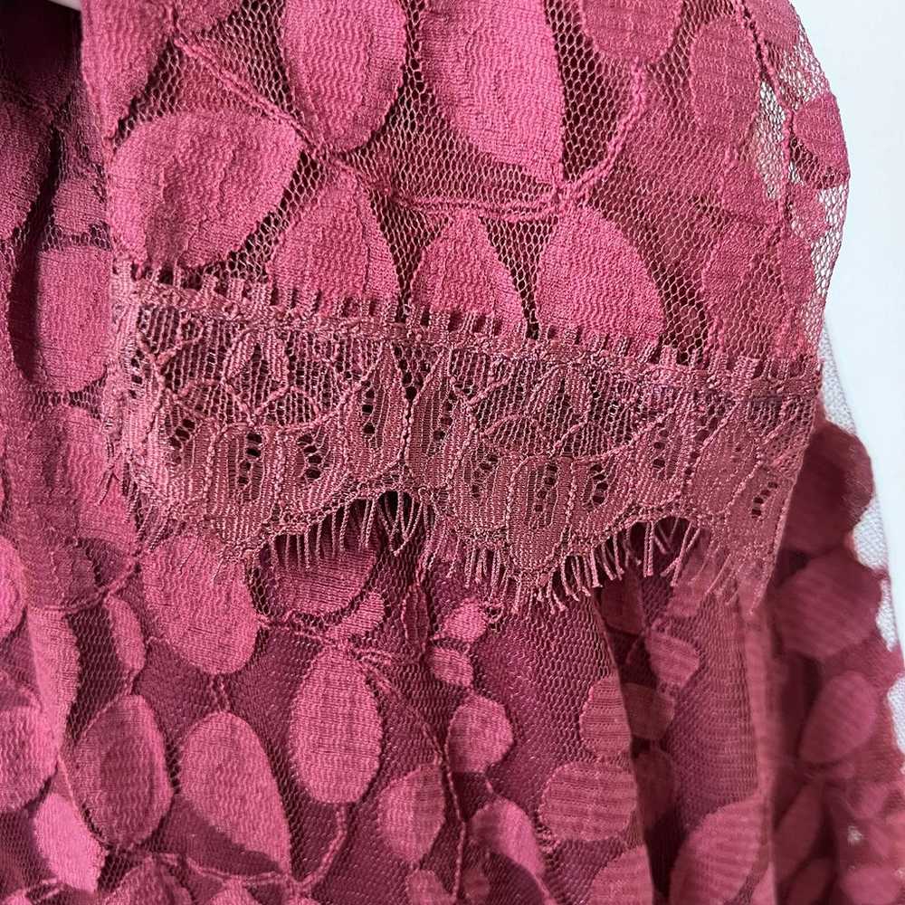 FREE PEOPLE Burgundy Lace Lined Handkerchief 3/4 … - image 8