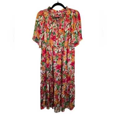 Umgee Medium Floral Ruffle Midi Dress