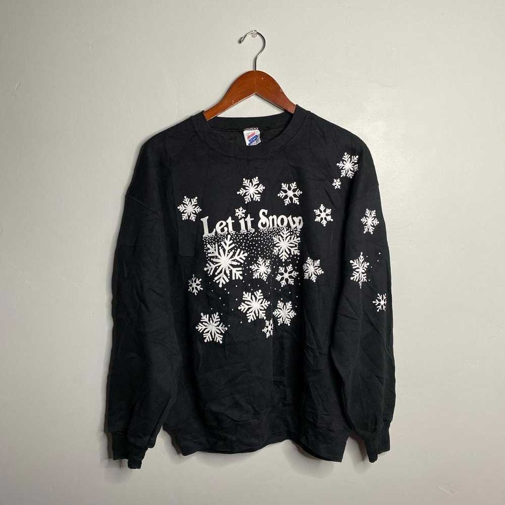 90s vintage black and white Christmas sweatshirt … - image 1