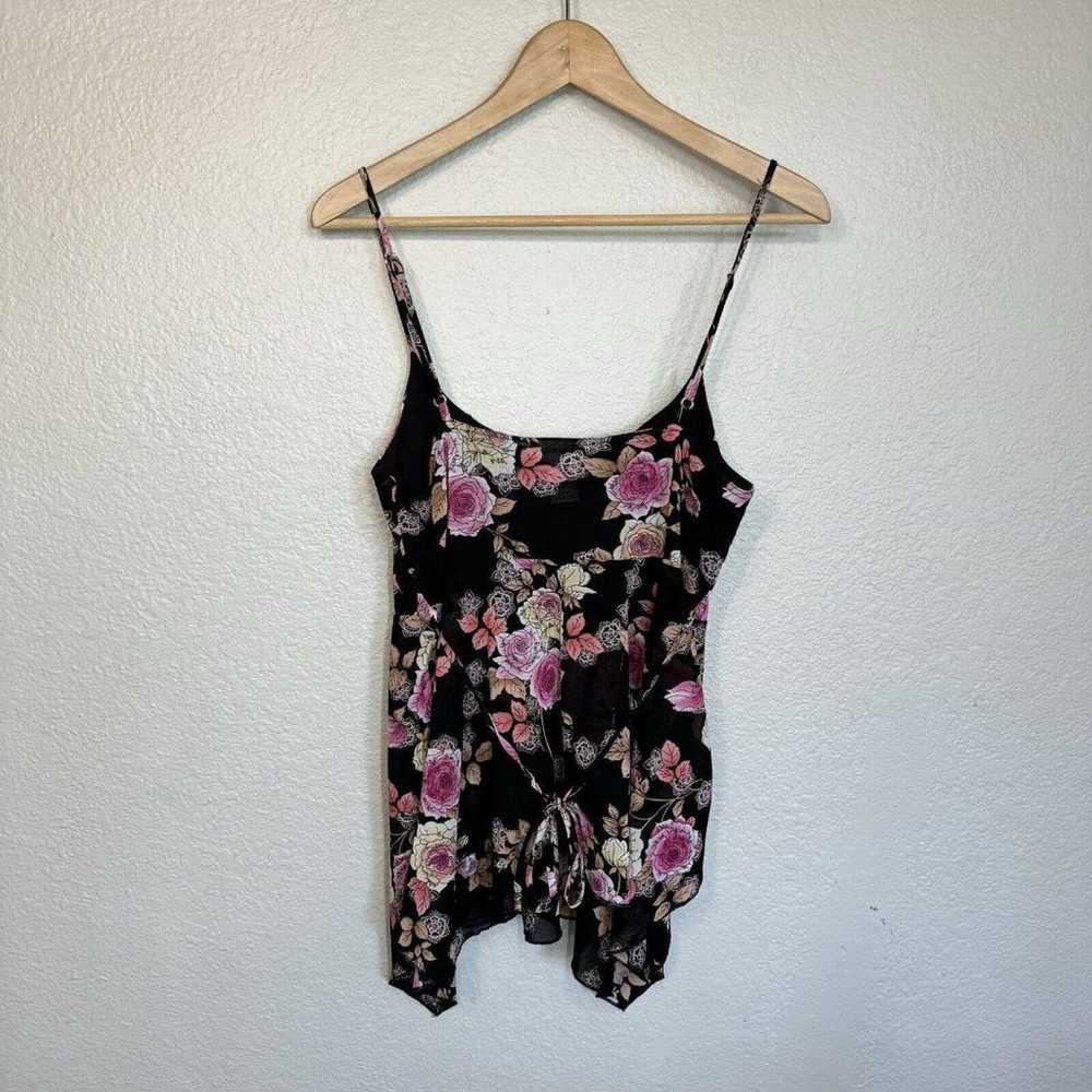 Vintage Babydoll Tank L Black Floral Sheer Mesh C… - image 3